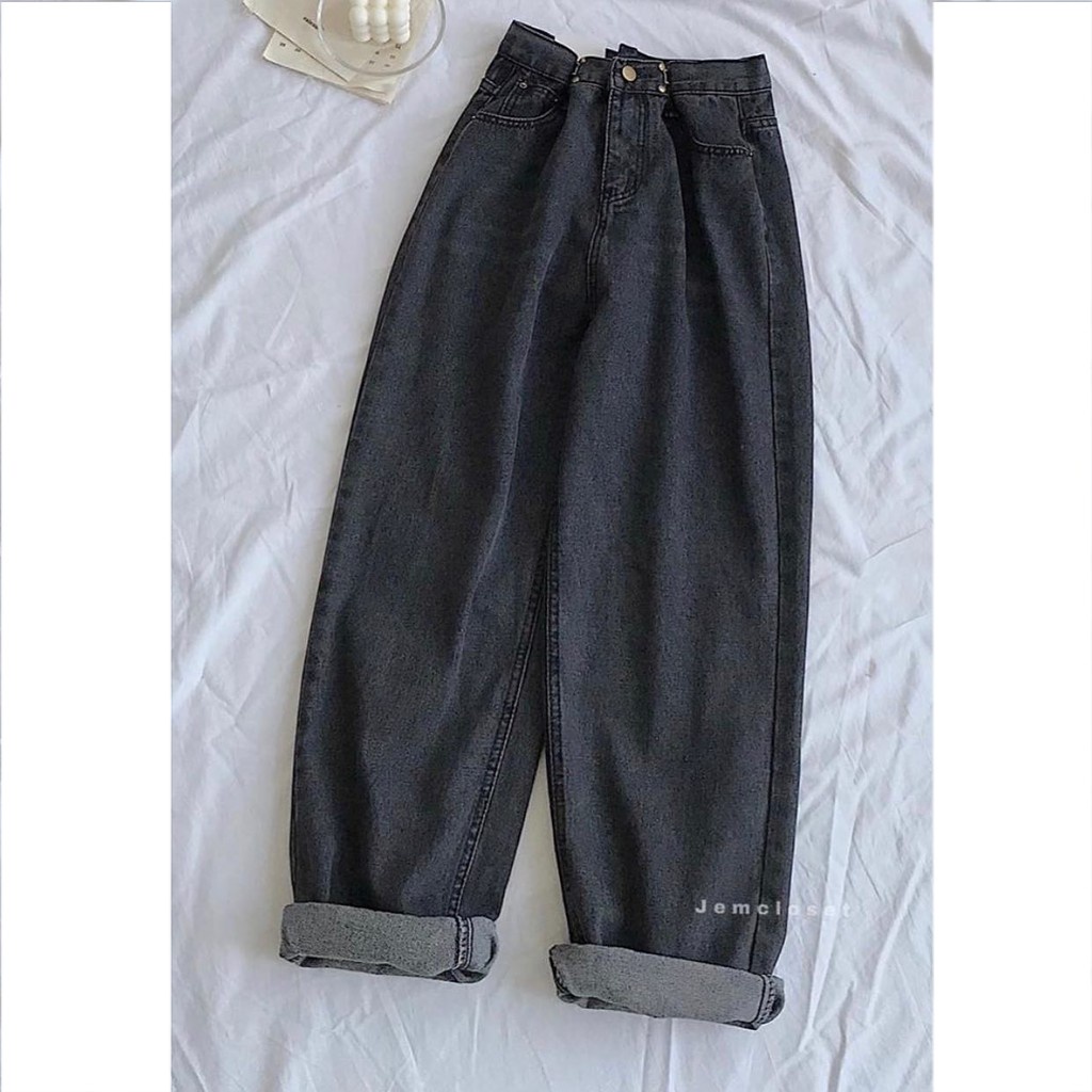 Quần Jeans Ống Rộng Quần Bò Nữ Dáng Suông Lưng Cao Eo Cài EA Trẻ Trung Năng Động Chất Liệu Denim Cao Cấp Mềm Mại 2279