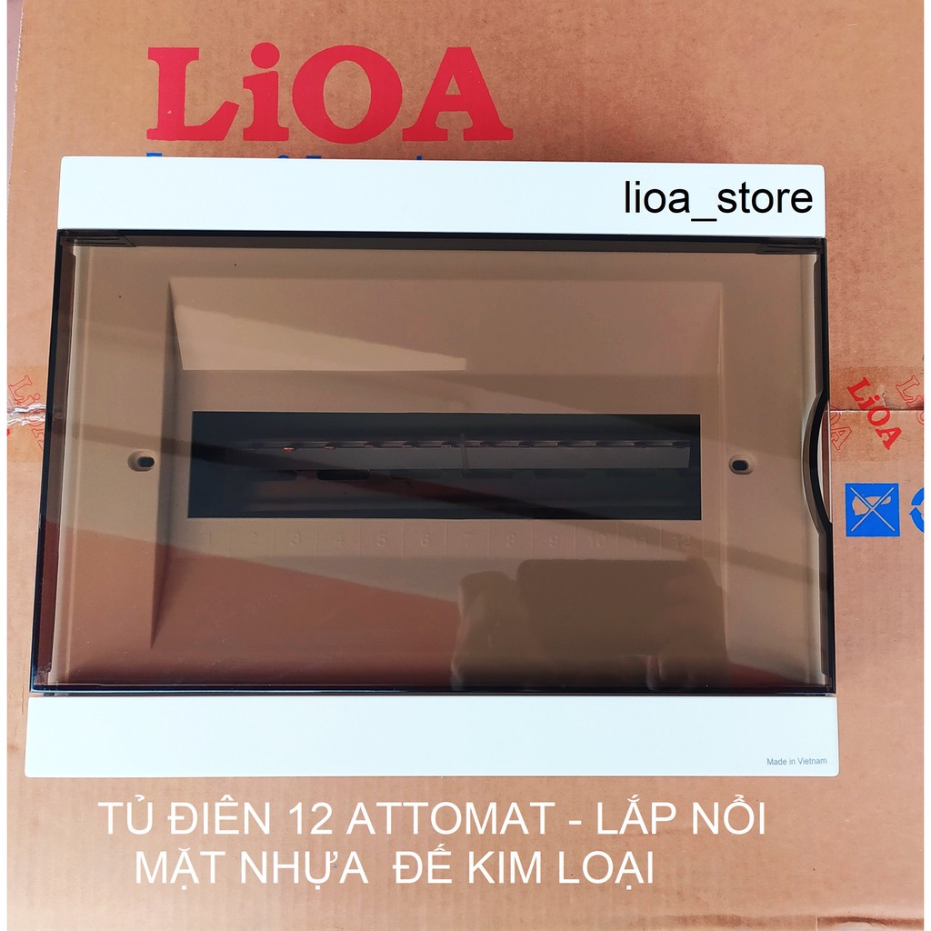 TỦ ĐIỆN LiOA  12 ÁT LẮP NỔI -  MẶT NHỰA ĐẾ KIM LOẠI.