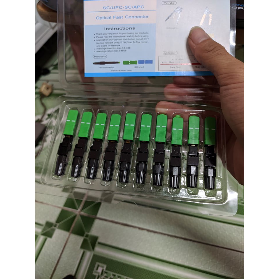1 vỉ 10 Đầu nối quang nhanh FastConnector SC/APC