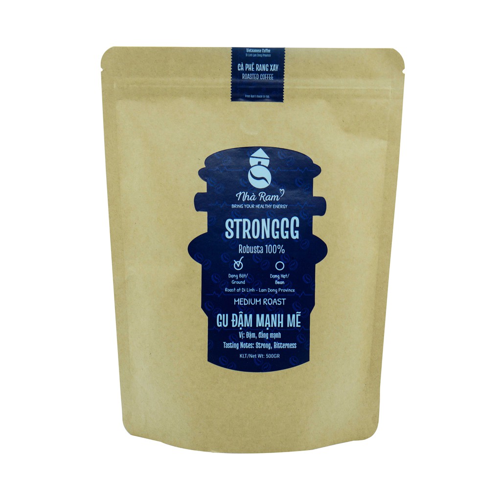 STRONGGG - GU ĐẬM MẠNH MẼ - Cà Phê Robusta Rang Xay Nguyên Chất - 500gr