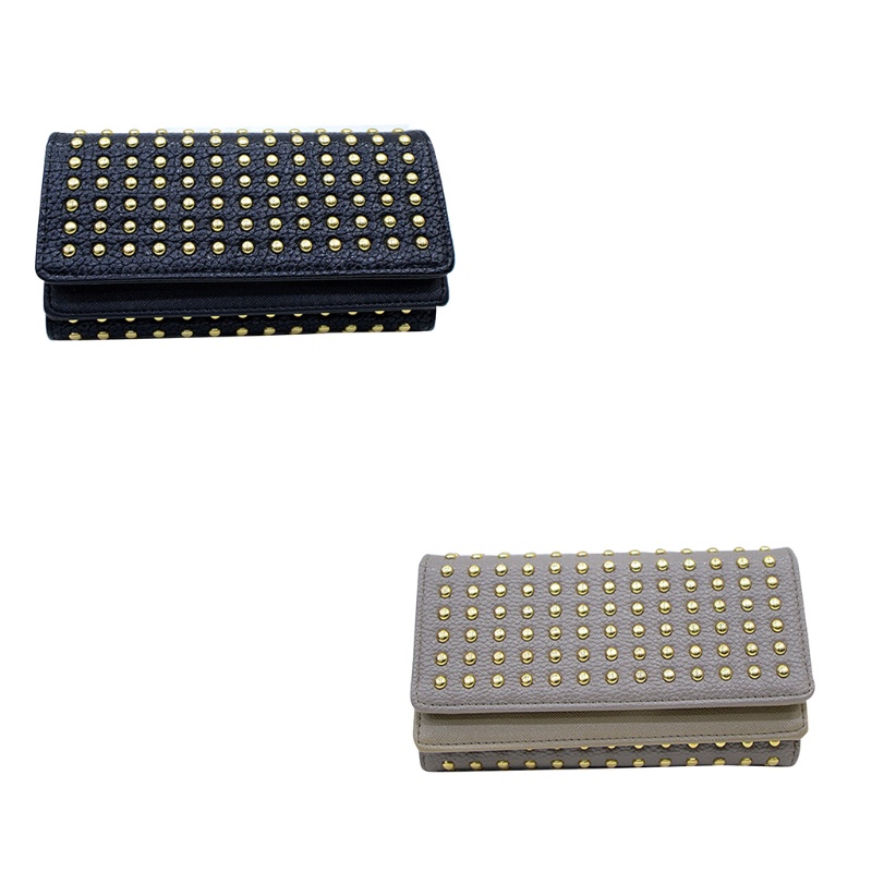 Youyo Ví Da Pu Đựng Điện Thoại Thẻ Đính Đinh Tán Thời Trang Trẻ Trung Dành Cho Nữ