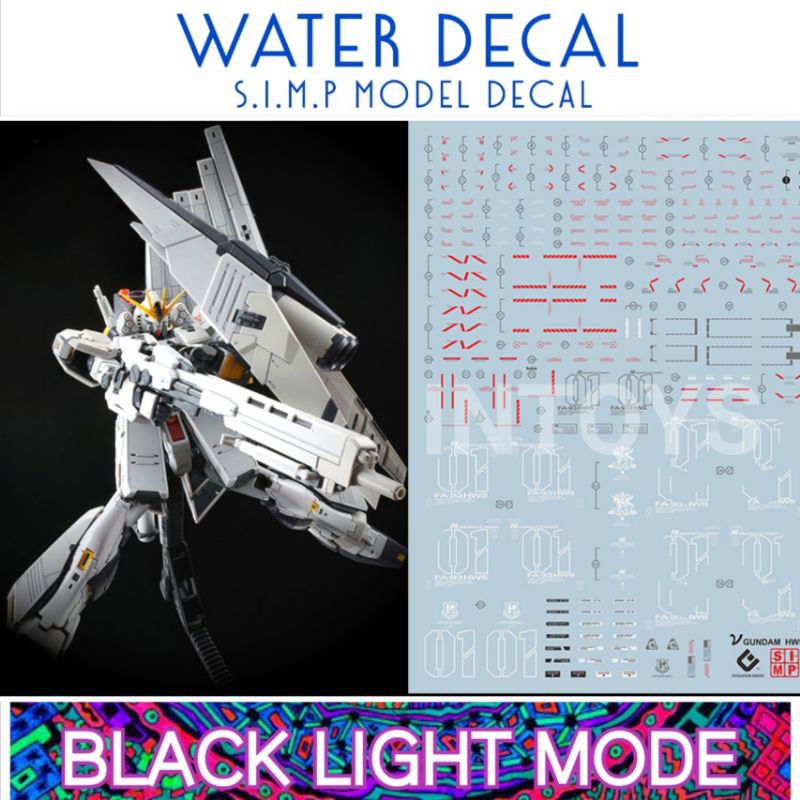 Decal nước RG 1 / 144 Nu GUNDAM HWS S.I.M.P. Decal mẫu thương hiệu​ (Phát sáng trong ánh sáng đen)