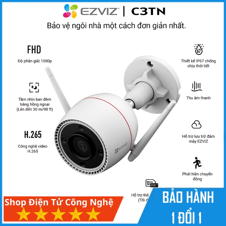 Camera IP Wifi Ezviz C3TN 3.0 - 1080 FULL HD- Có màu ban đên- AI thông minh
