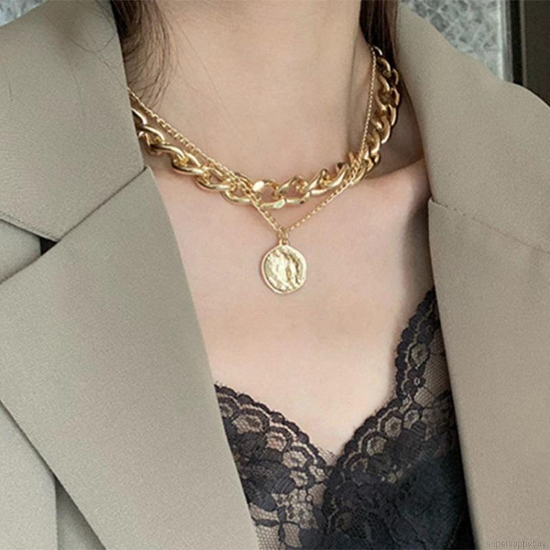 Dây chuyền hai lớp phong cách Hip Hop cổ điển hợp thời trang dày dặn