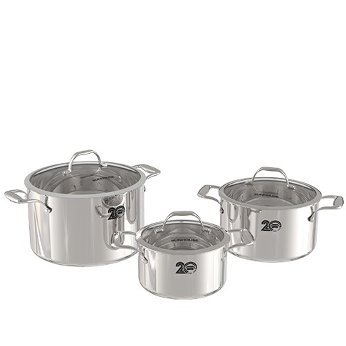 Bộ nồi inox 304 ĐA LỚP đáy từ SUNHOUSE MAMA SHG2020 - Dùng cho mọi loại bếp