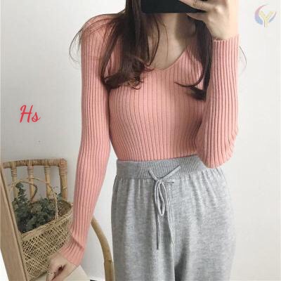 Áo thun bo gân dài tay cổ V HSU0821