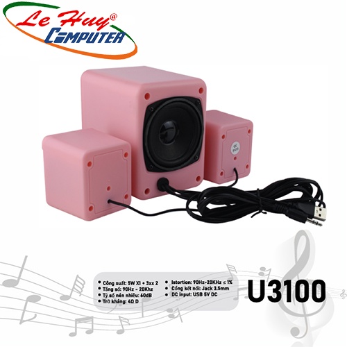 Loa vi tính 2.1 Kisonli U-3100 Pink LED