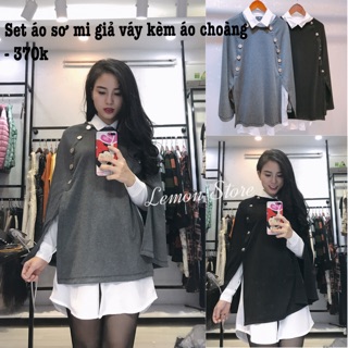 Set váy sơmi kèm áo choàng