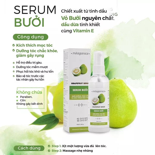 Serum Bưởi Giảm Rụng Tóc, Kích Thích Mọc Tóc MILAGANICS 100ml 250ml