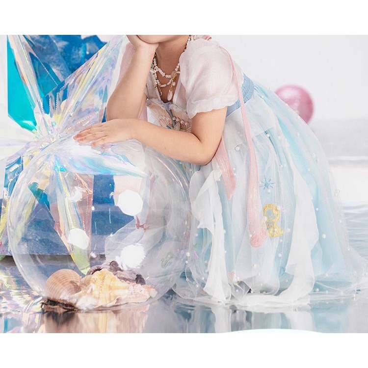 Đầm Công Chúa Kiểu Hán Phục Trung Hoa Chất Liệu Chiffon Có Size 90-140 Dành Cho Bé Gái