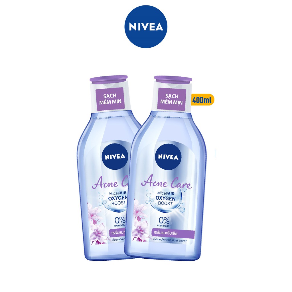Bộ đôi Nước Tẩy Trang NIVEA Ngừa Mụn Acne Care Micellar Water - 400ml/chai - 80116
