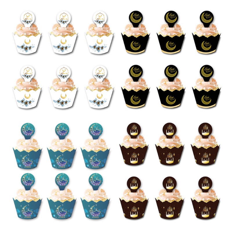 Set 12 Cốc Giấy Đựng Bánh Cupcake Phong Cách Hồi Giáo