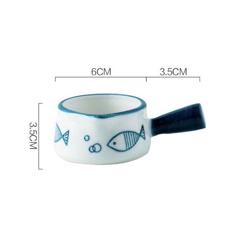 Bát gáo đáy bằng họa tiết bằng sứ 50ml