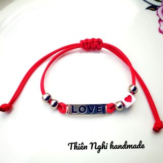 (1 cặp)Vòng tay cặp handmade mặt love phối tim