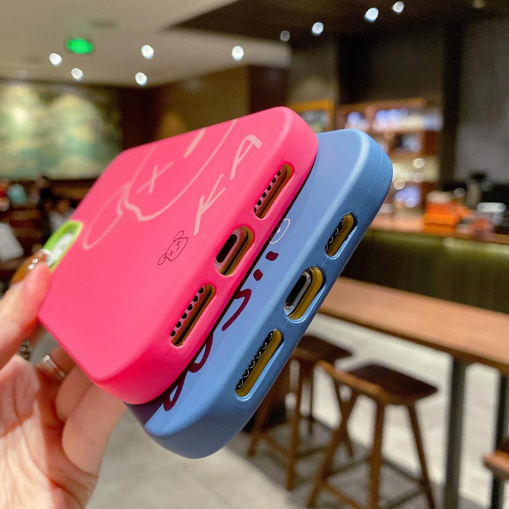 Ốp điện thoại viền cong họa tiết gấu KAWS 3 trong 1 cho IPhone 13 12 11 7Plus X Xs Max XR