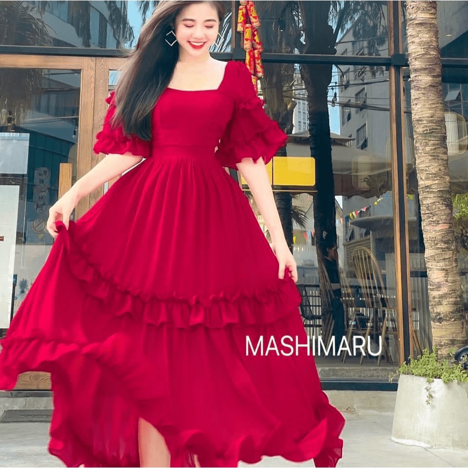 (MẪU MỚI) MẪU HOT ĐẦM VOAN XÒE MAXI DÂY CỘT NƠ SAU THẦN TIÊN TỶ TỶ PU HHP FASHION