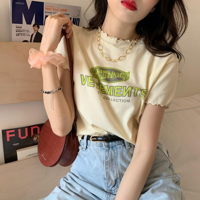 Áo Thun Ngắn Tay Với Thiết Kế Màu Trơn Giản Dị Xinh Xắn Thời Trang Cho Nữ