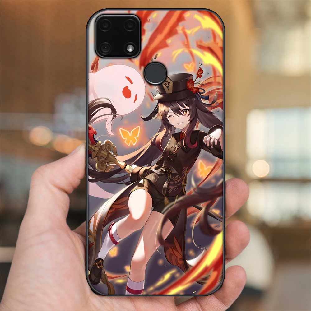 Ốp lưng Realme C25 viền đen in hình Hutao Genshin Impact