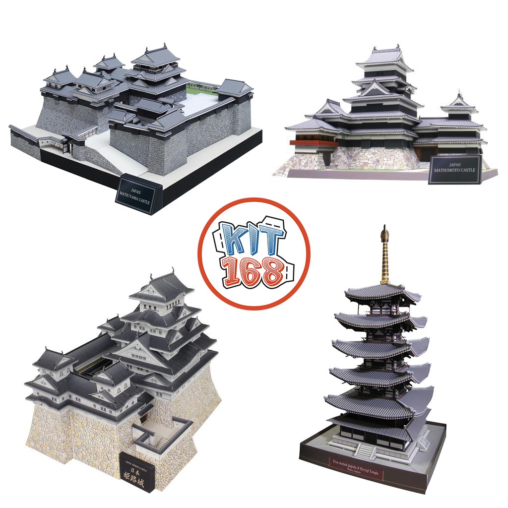 Mô hình giấy kiến trúc lâu đài Nhật Bản Combo KT001