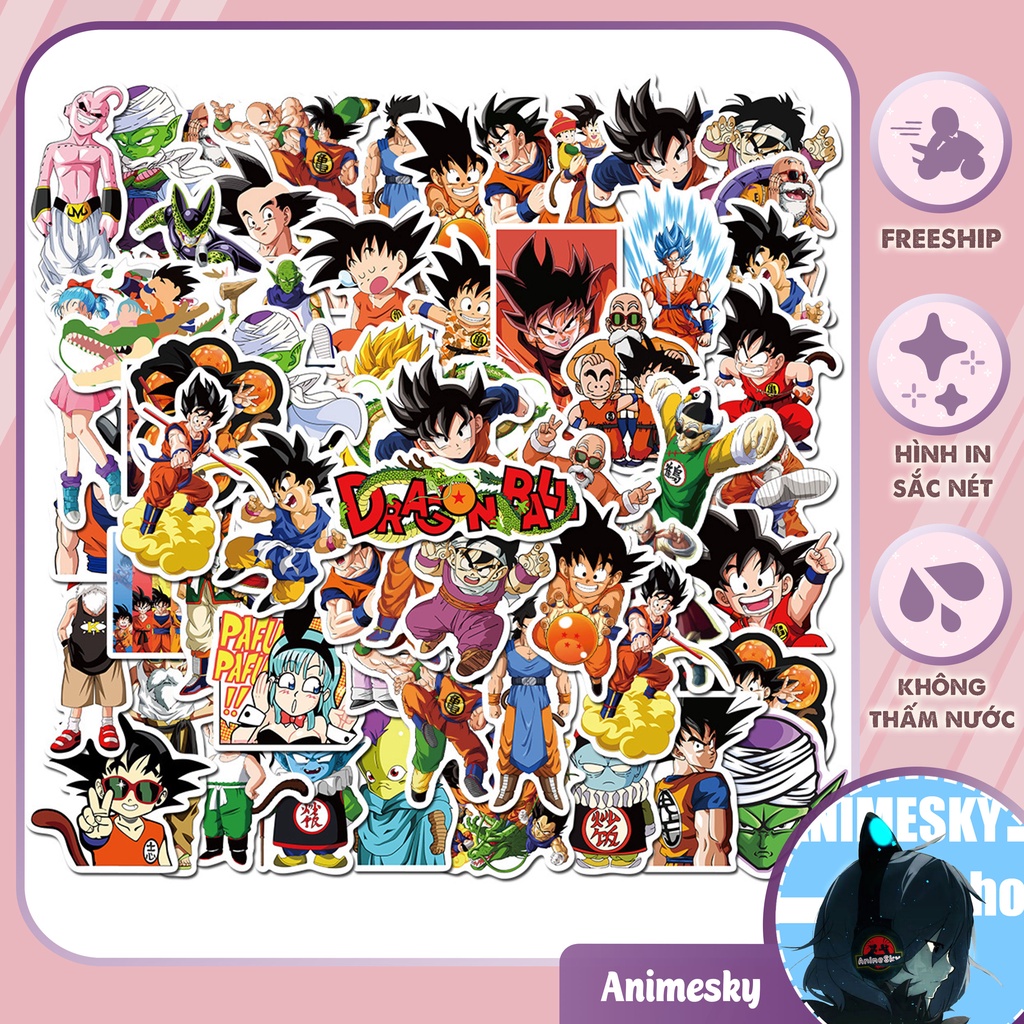 Combo 100 sticker Dragon Ball không thấm nước