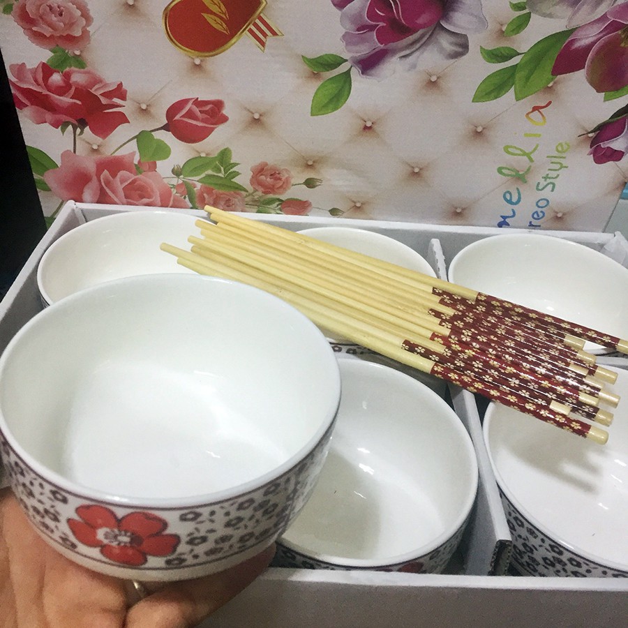 [Nhật] Bộ 6 chén đũa sứ cao cấp - Chén ăn cơm | BigBuy360 - bigbuy360.vn