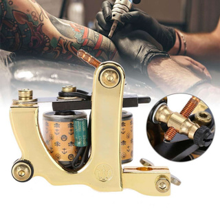 Máy xăm thủ công chất liệu hợp kim với 10 cuộn dây quấn màu vàng thiết kế chuyên nghiệp-168