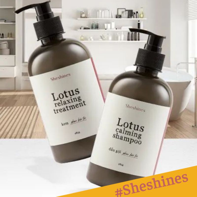 CẶP DẦU GỘI LOTUS CALMING SHAMPOO và KEM XẢ LOTUS RELAXING TREATMENT - Phục Hồi Tóc- Giá Sỉ Từ 5 Cặp 410k/cặp