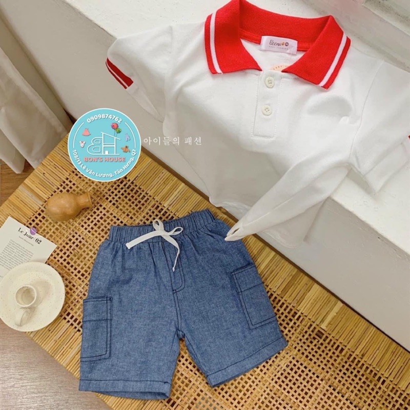 Bộ thun cộc tay cho bé - Chất liệu Cotton cá sấu, phong cách Polo, Quần giả Jean ( Denim) hàng xuất Âu Mỹ