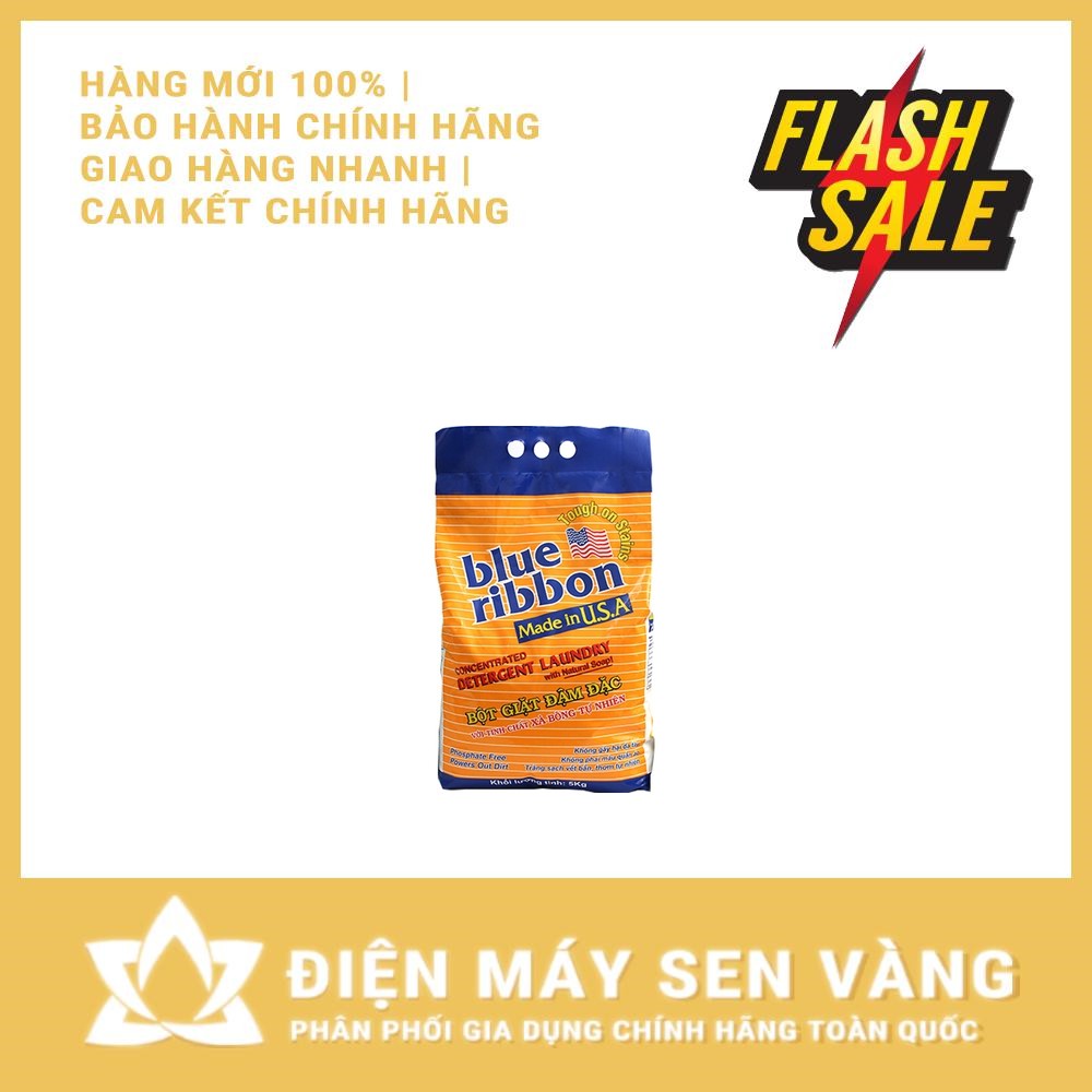 BỘT GIẶT TỰ NHIÊN ĐẬM ĐẶC BLUE RIBBON 5KG - CHUYÊN DỤNG CHO MÁY GIẶT - HƯƠNG THƠM BỀN LÂU - KHÔNG CHỨA PHOSPHATE