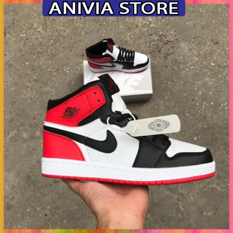 Giày Thể thao Jordan 1 retro high og bred toe, Giày Force cao cổ đen đỏ hang chuẩn giày kèm