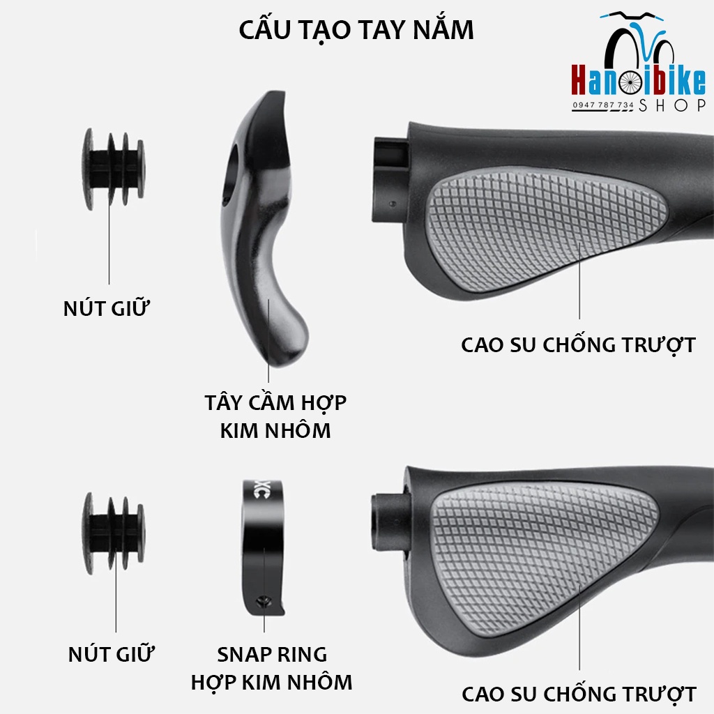 Tay nắm cao su xe đạp chống tê mỏi CXWXC có tay cầm