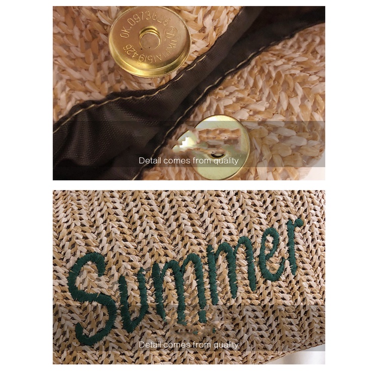 Túi Cói summer đi du lịch đeo vai vải bố lanh đẹp phong cách vitage LABOMA TC009