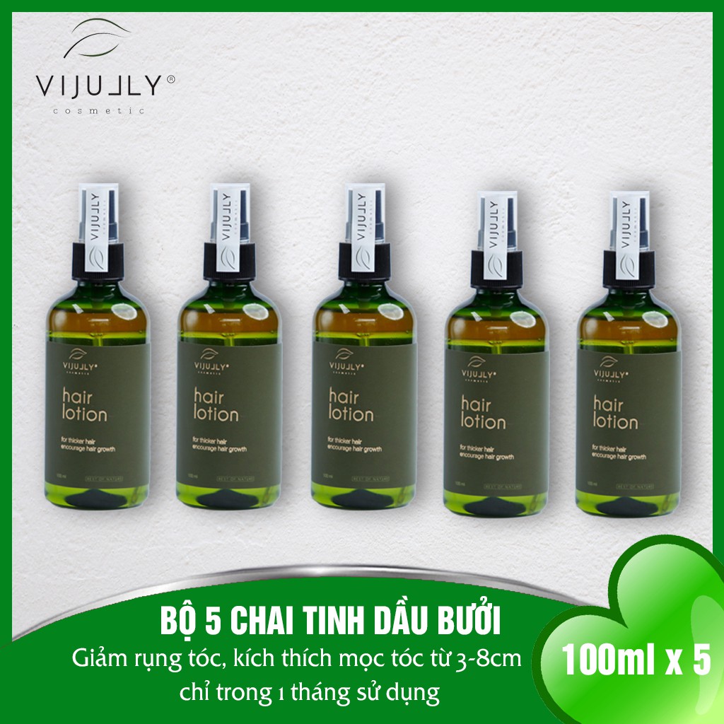 [GIÁ SỈ, TIẾT KIỆM HƠN] Liệu trình  5 chai Nước xịt dưỡng tóc hair lotion, tinh dầu bưởi kích mọc tóc Vijully (100ml x5)