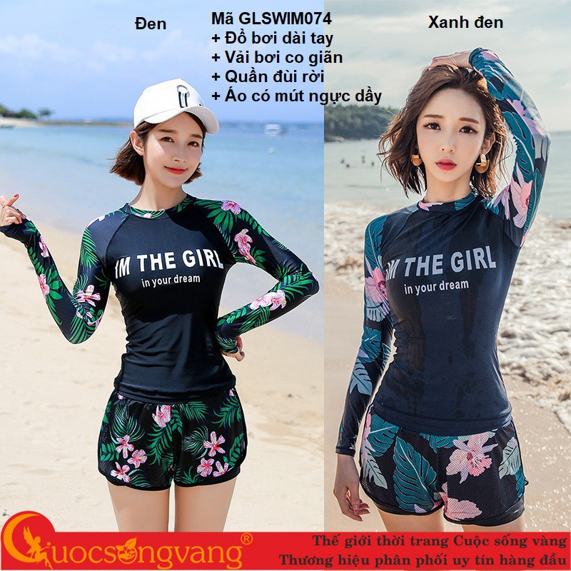 Bộ bơi nữ kiểu dài tay đồ bơi nữ 2 mảnh đẹp chống gió quần rời GLSWIM074 Cuocsongvang