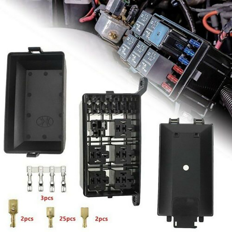 Hộp Đựng Cầu Chì 5 Cầu Chì 6 Rơ Le 12V Kèm Giá Đỡ Cầu Chì Dành Cho Ô Tô