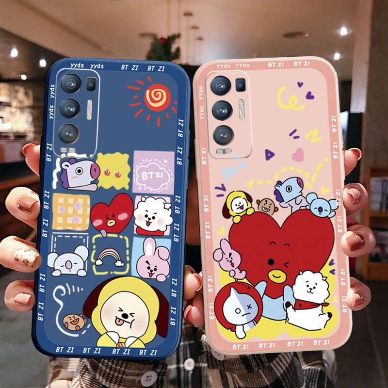 Ốp Điện Thoại Cạnh Vuông In Hình BT21 Cho OPPO Reno6 Z 5G Reno 5 Pro 4 3 Reno2 Z F A95 5G A76 A96 4G
