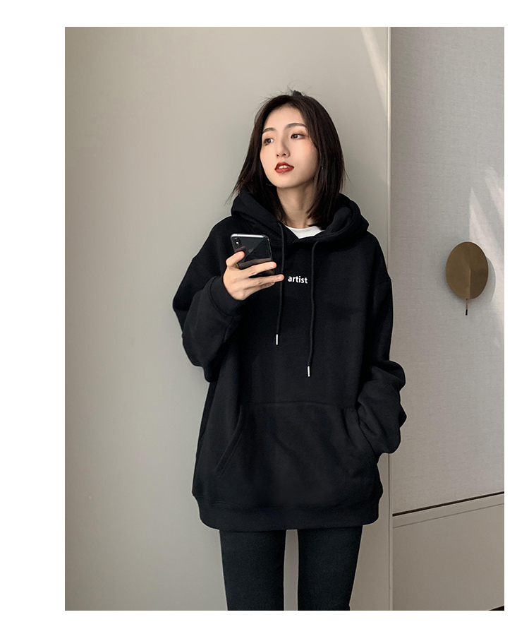 2020 new autumn and winter long-sleeved women's hooded Korean loose top outerwear sweater jacket