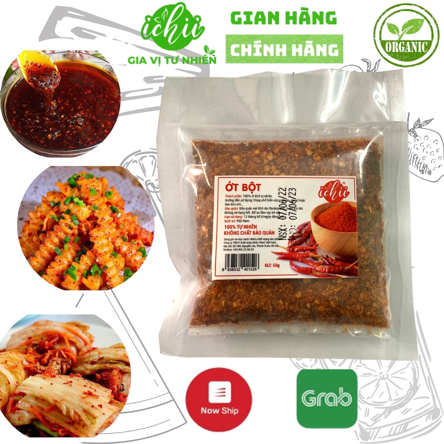 Bột ớt ICHII, Ớt bột  xay nguyên chất nguyên liệu nấu ăn gói 20g - 50g