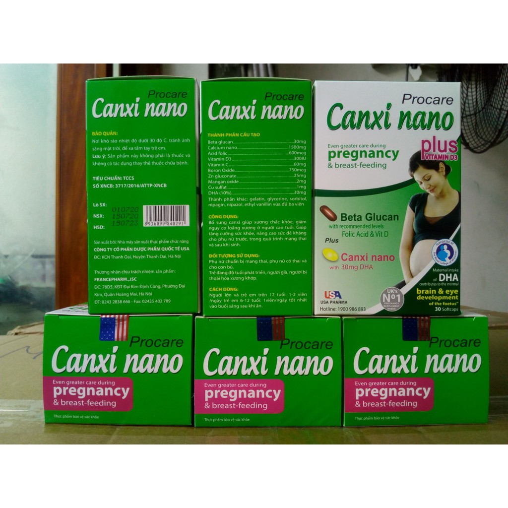 VIÊN UỐNG CANXI NANO PROCARE - BỔ SUNG CANXI CHO PHỤ NỮ CHUẨN BỊ MANG THAI LỌ 30 VIÊN