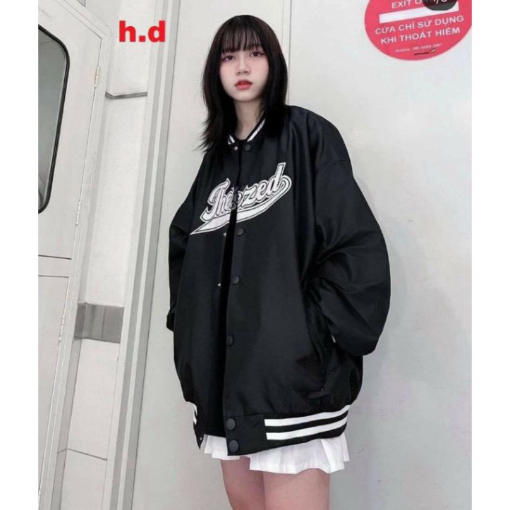 (Rẻ Vô Địch) Áo Bomber gió THE ZED in ngực ❤ Áo khoác jacket form thụng nam nữ unisex phong cách Hàn Quốc