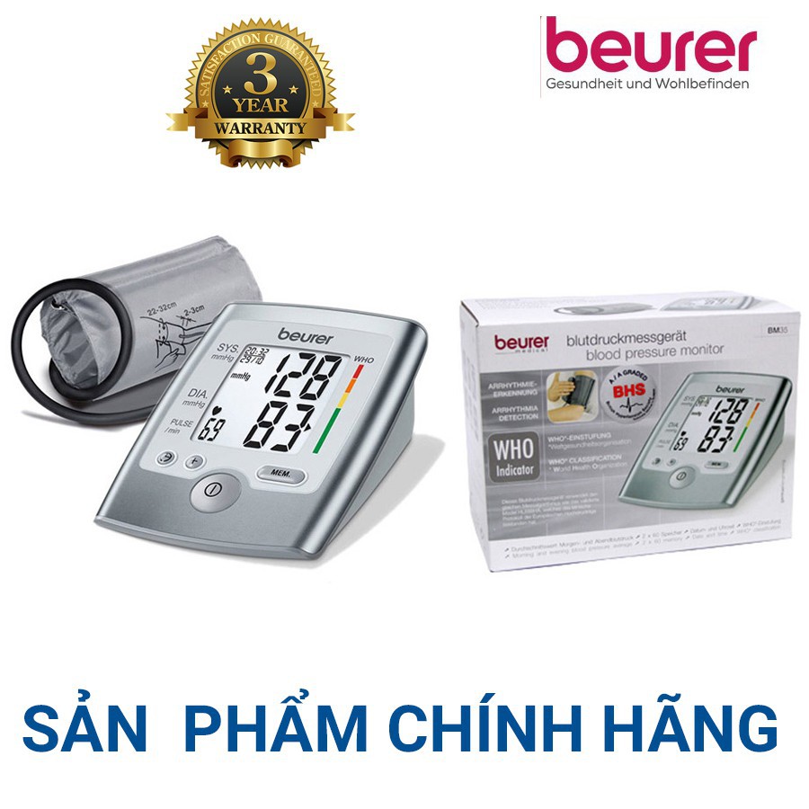 [HÀNG ĐỨC] MÁY ĐO HUYẾT ÁP BẮP TAY BEURER BM35 - BẢO HÀNH 3 NĂM