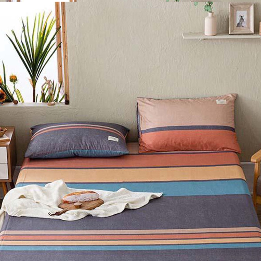 Bộ ga,gối,Ga Giường EMMIBEDDING STORE,mẫu kẻ sắc màu