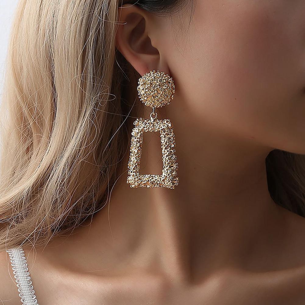 Bohemia Style Scrub Trapezoid Geometric Diamond Dangle Earrings