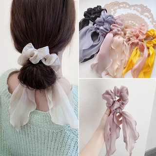 Dây buộc tóc dài lụa mỏng, chun cột tóc lụa nơ dài