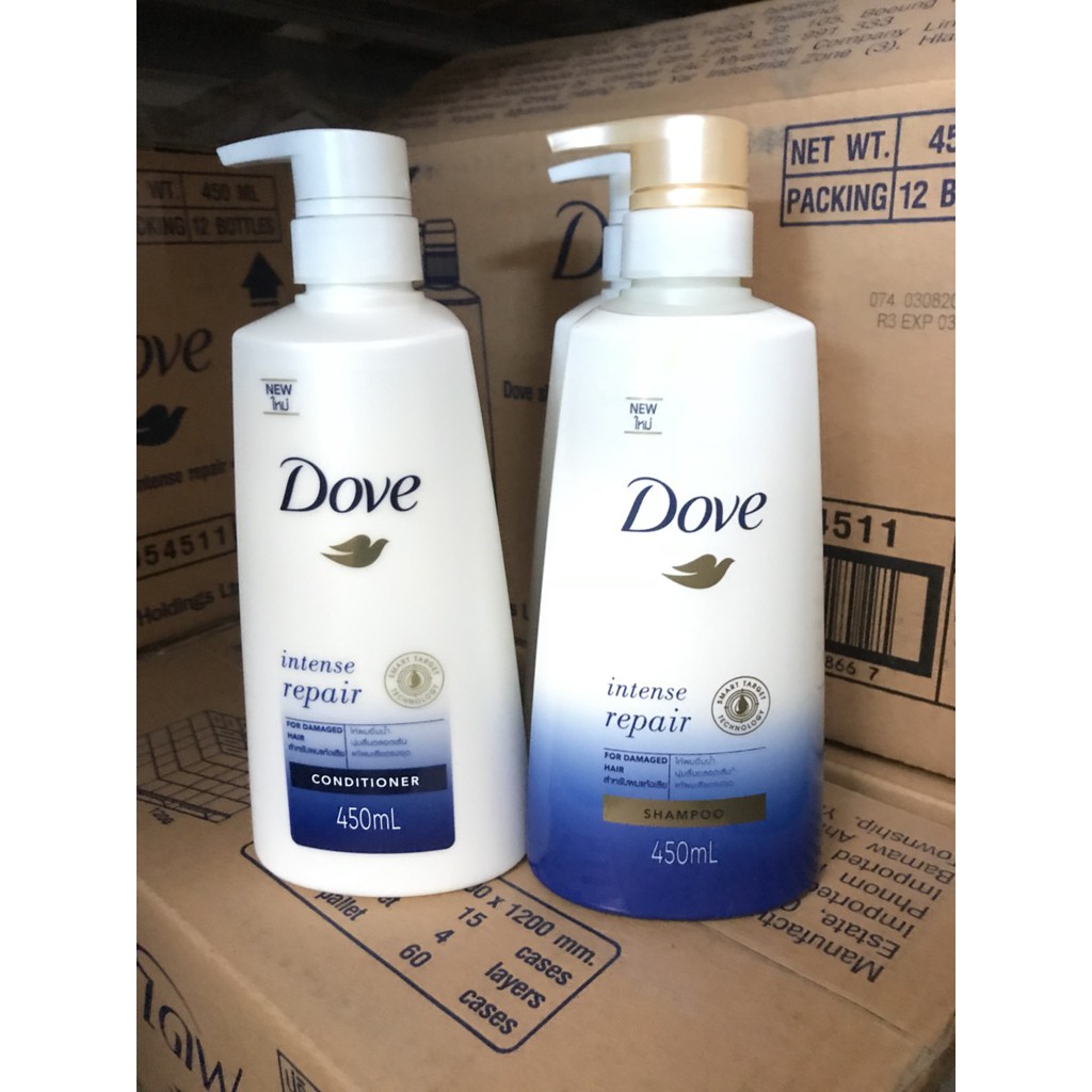 Dầu Gội_Dầu Xả Dove Thái Lan 450ml (Phục hồi tóc hư tổn)