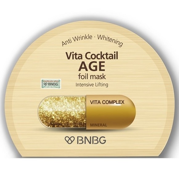 Combo 10 Mặt nạ dưỡng da giúp nâng cơ, chống lão hóa BNBG Vita Cocktail Age Foil Mask 30ml x 10 [BNBG VÀNG THIẾC]