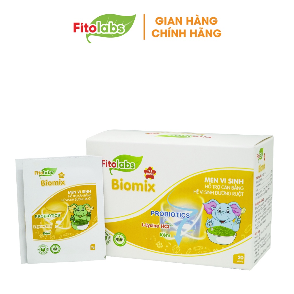 Men Vi Sinh Fitolabs Biomix Hỗ Trợ Cân Bằng Đường Ruột, Cải Thiện Tiêu Hóa, Giảm Táo Bón Cho Bé Hộp 20 Gói FITO12