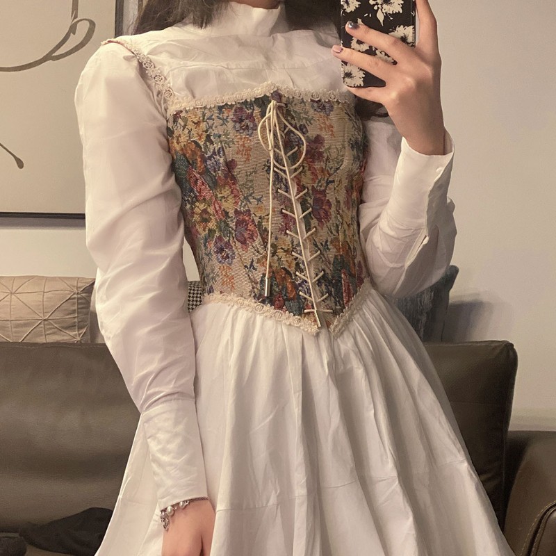 Áo nịt ngực hai dây dáng ngắn ôm sát in họa tiết hoa quyến rũ phong cách cổ điển thanh lịch dành cho nữ