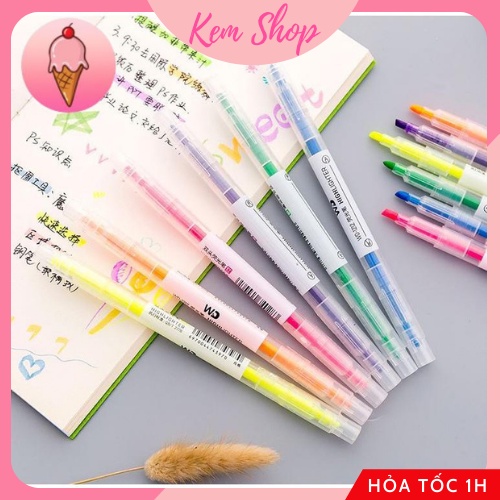 Bút Đánh Dấu Hai Đầu Hàn Quốc Nhiều Màu Sắc - Kem Shop K181