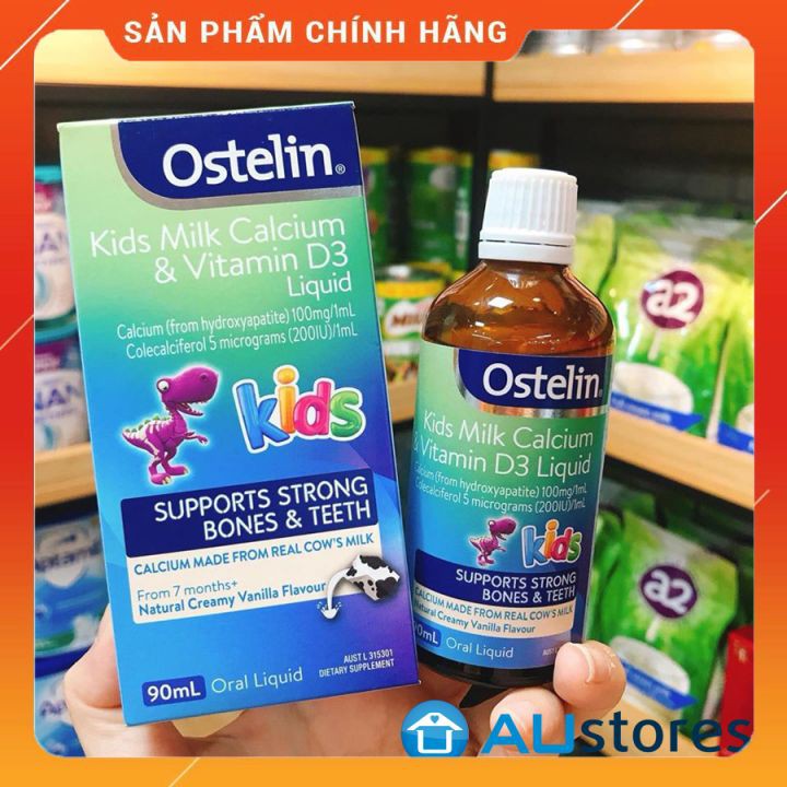 Canxi Nước Khủng Long Ostelin Kids Milk Calcium & D3 Liquid Úc  🔥𝐍𝐄𝐖🔥 Cho Trẻ Từ 7 Tháng Tuổi